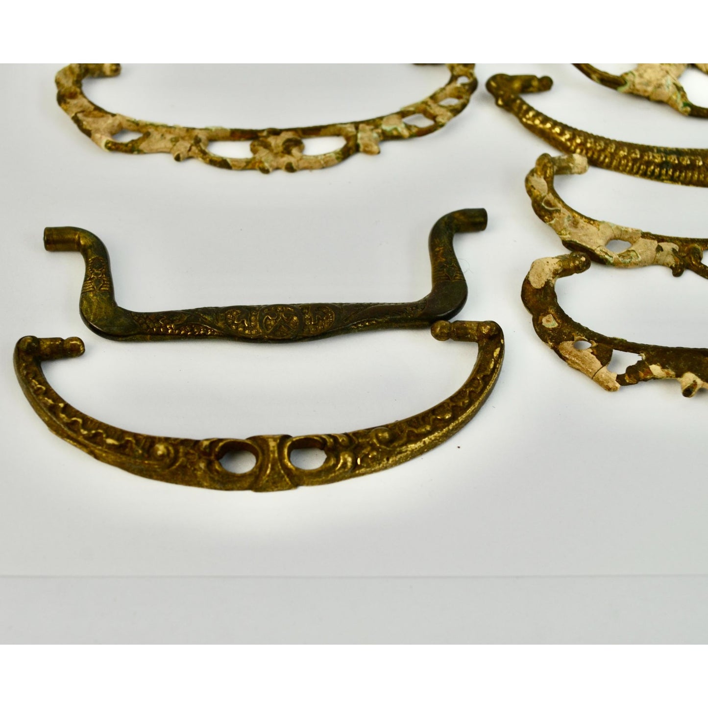 Lot Antique Drawer Pull Drop Bail Hardware Vintage Brass FOR PARTS OR REPAIR