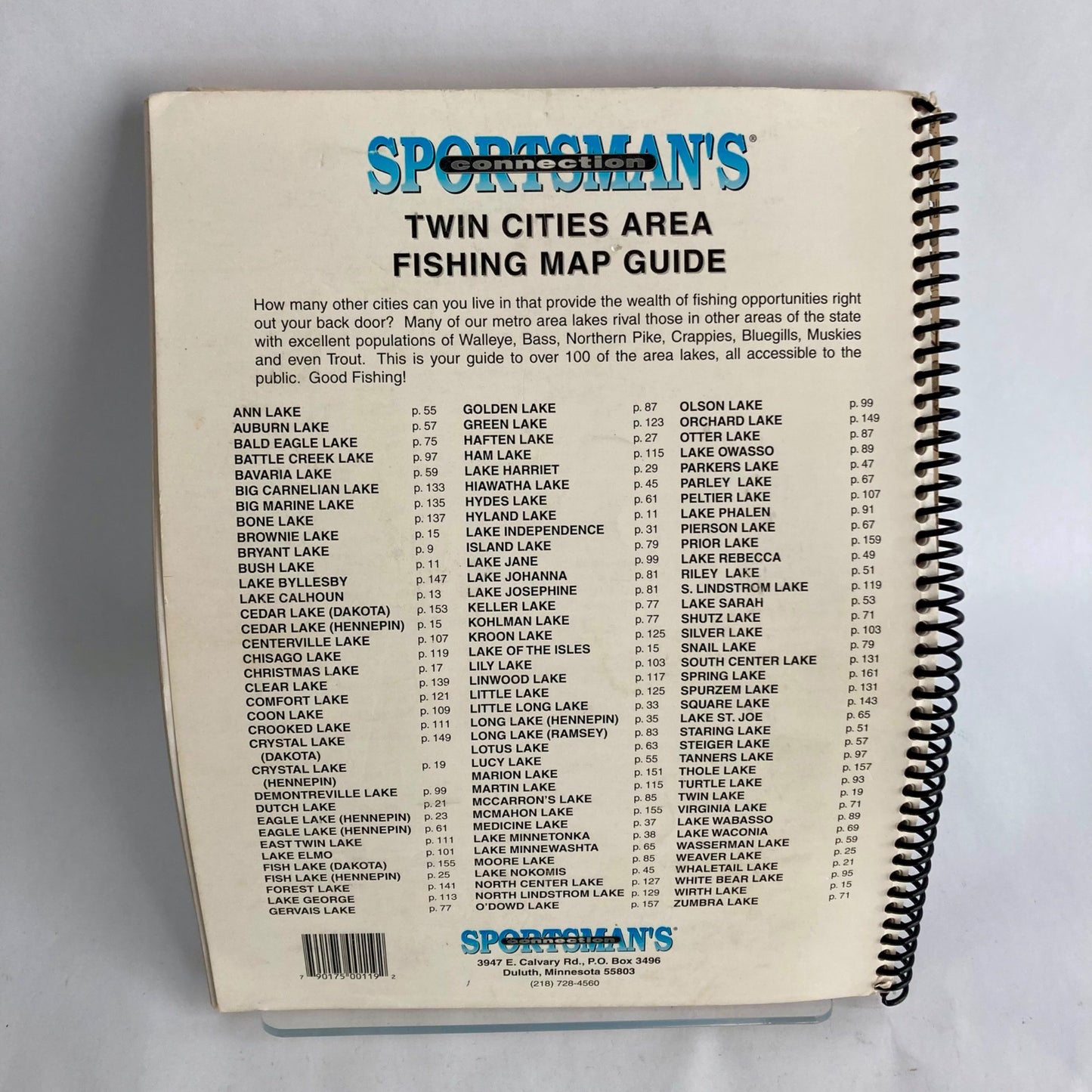 Sportsman's Connection Twin Cities Area Fishing Map Guide Book Minnesota MN