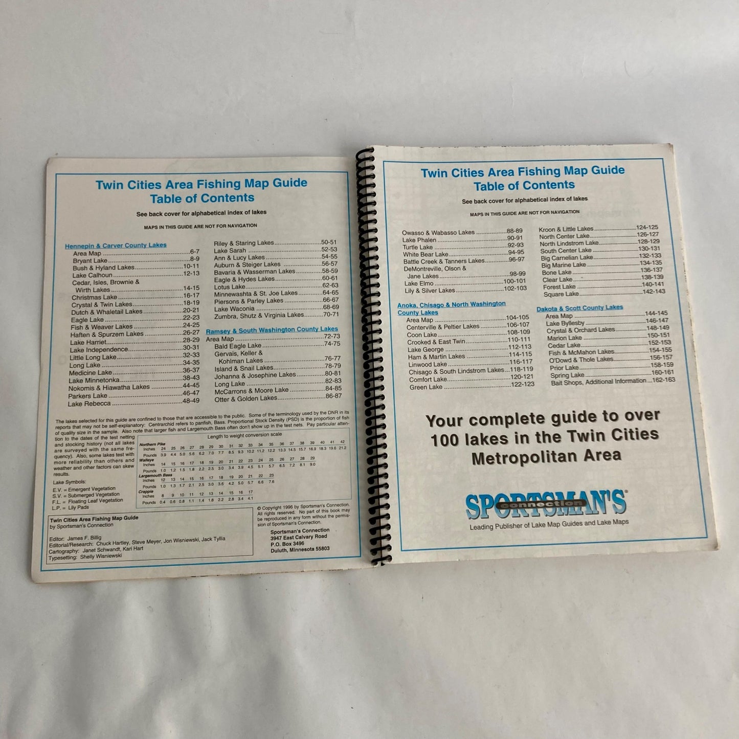 Sportsman's Connection Twin Cities Area Fishing Map Guide Book Minnesota MN