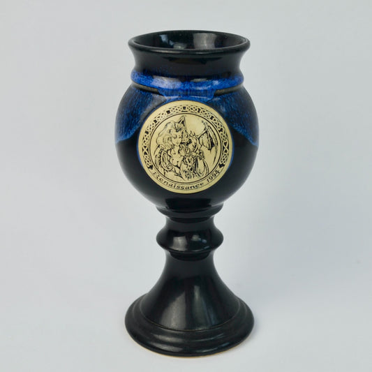 1994 Renaissance Festival Blue Drip Wine Goblet Deneen Pottery