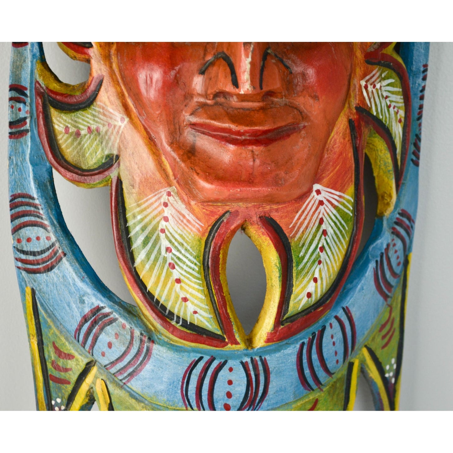 Handpainted Carved Wooden Mask Sun Colorful Mexico?