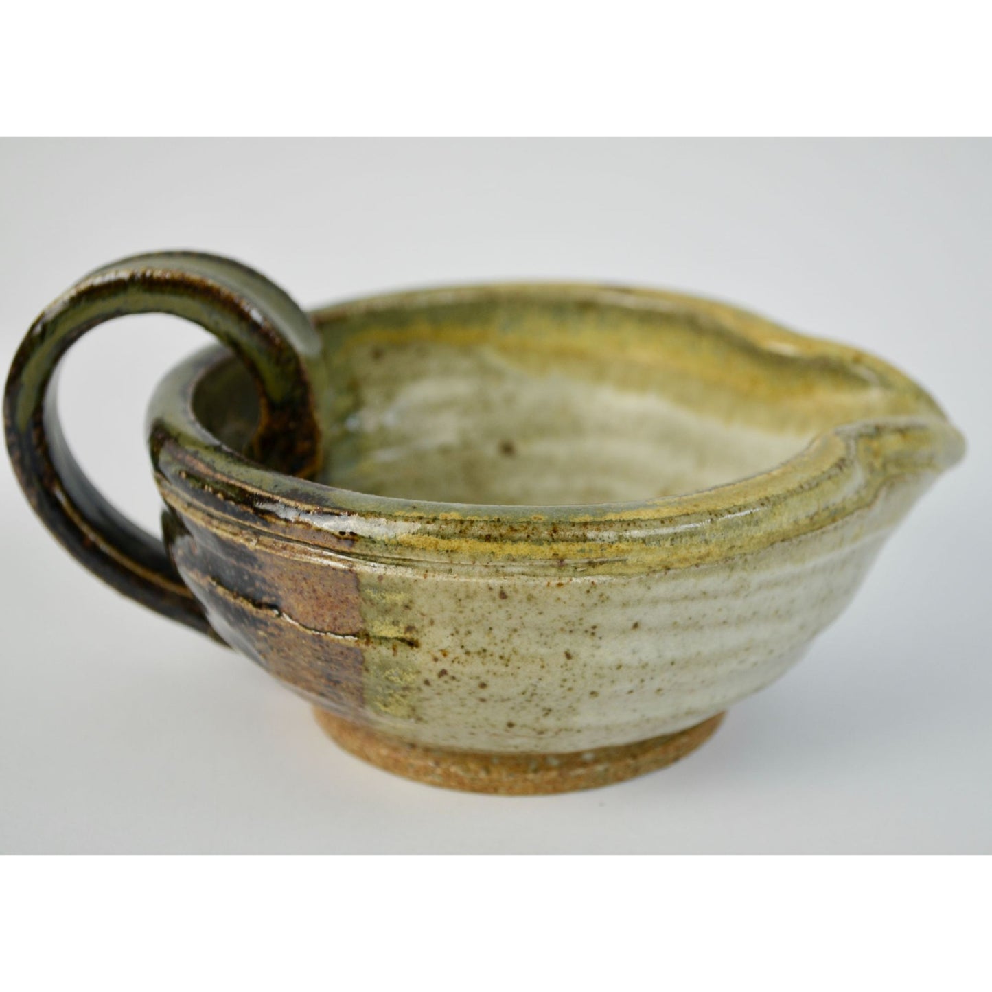 Handmade Pottery Creamer Tan Brown Stoneware Signed