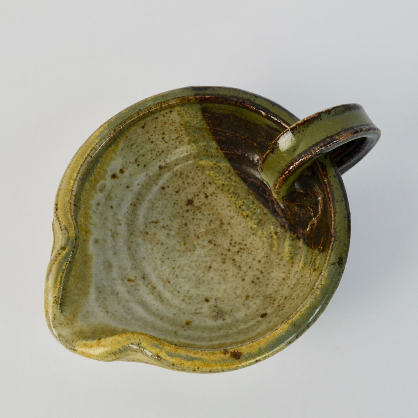 Handmade Pottery Creamer Tan Brown Stoneware Signed