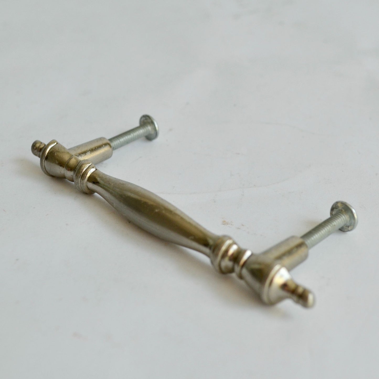 Vintage Metal Drawer Pull Handle 3" Centers Pewter Silver Finish