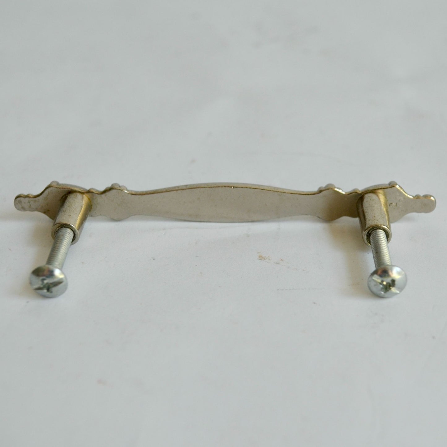 Vintage Metal Drawer Pull Handle 3" Centers Pewter Silver Finish