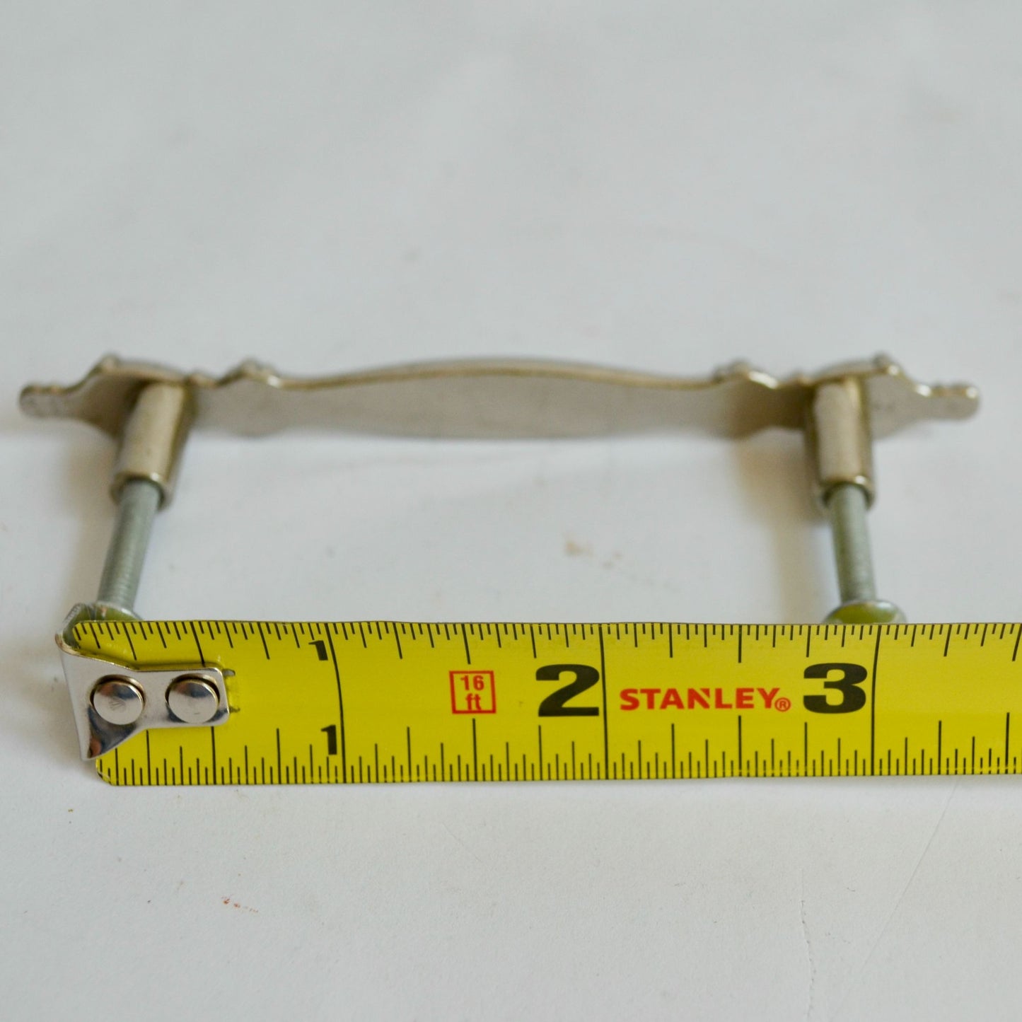 Vintage Metal Drawer Pull Handle 3" Centers Pewter Silver Finish