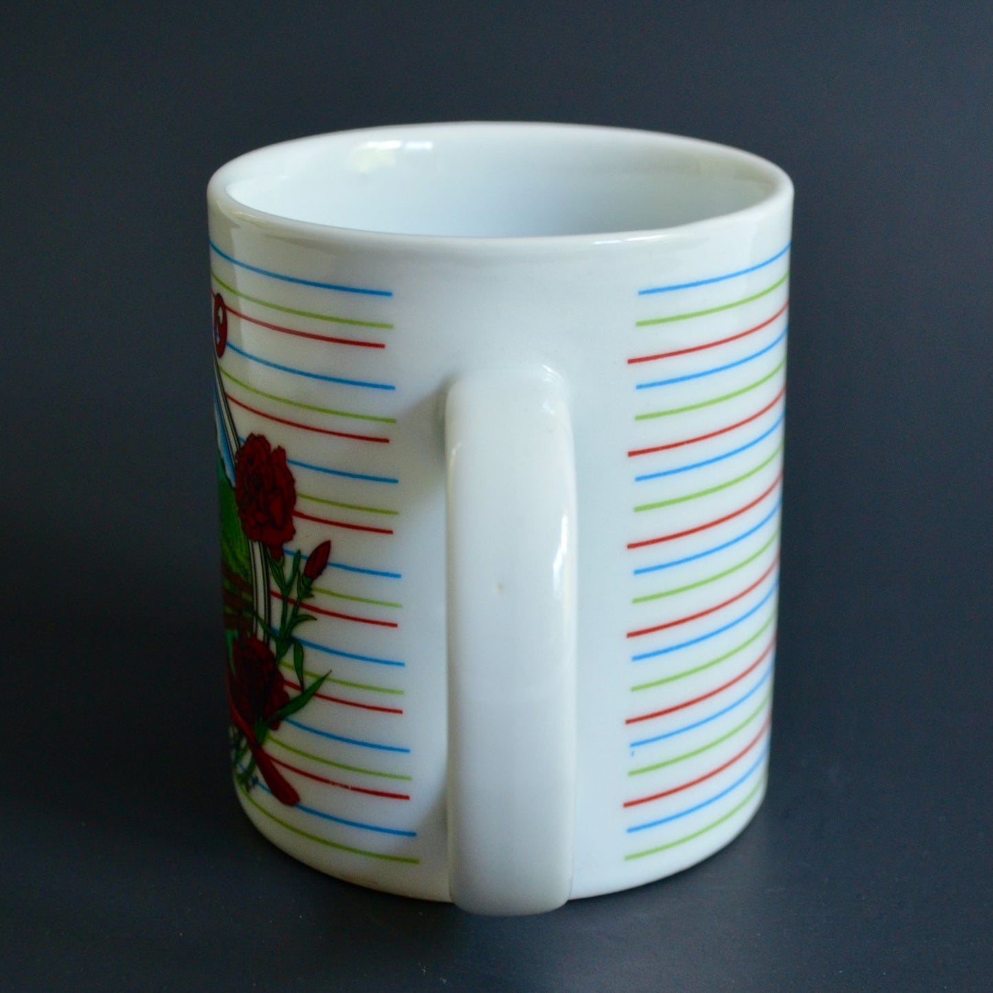 Ohio Vintage Striped Coffee Mug Ceramic Farm Barn Red Cardinal