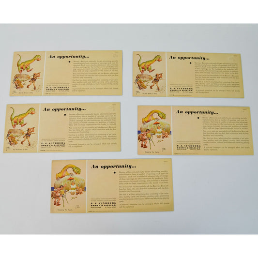 5 Vintage 1933 Brown & Bigelow Ink Blotters Prehistoric Dinosaurs Cavemen Lot-2