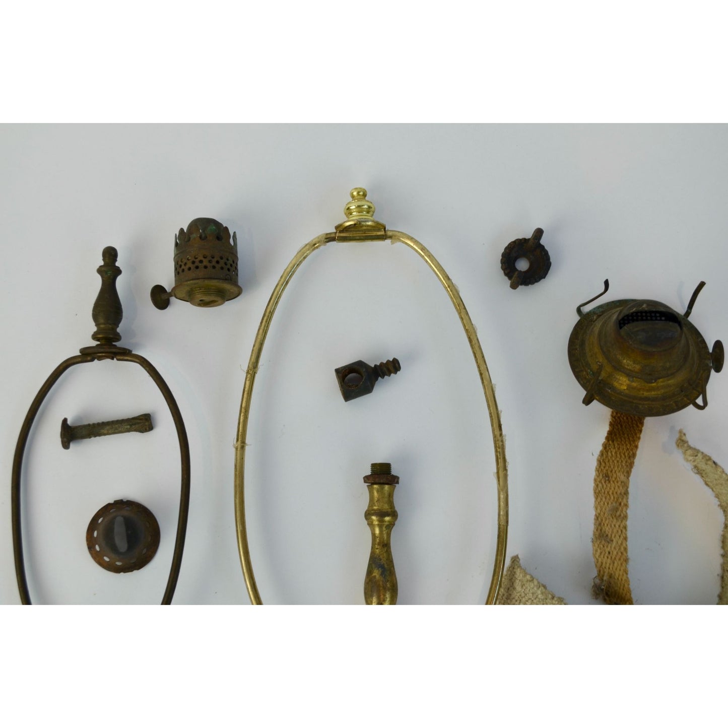 Lot Vintage Oil Lamp Parts Burners Wicks Harps Miscellaneous FOR PARTS OR REPAIR