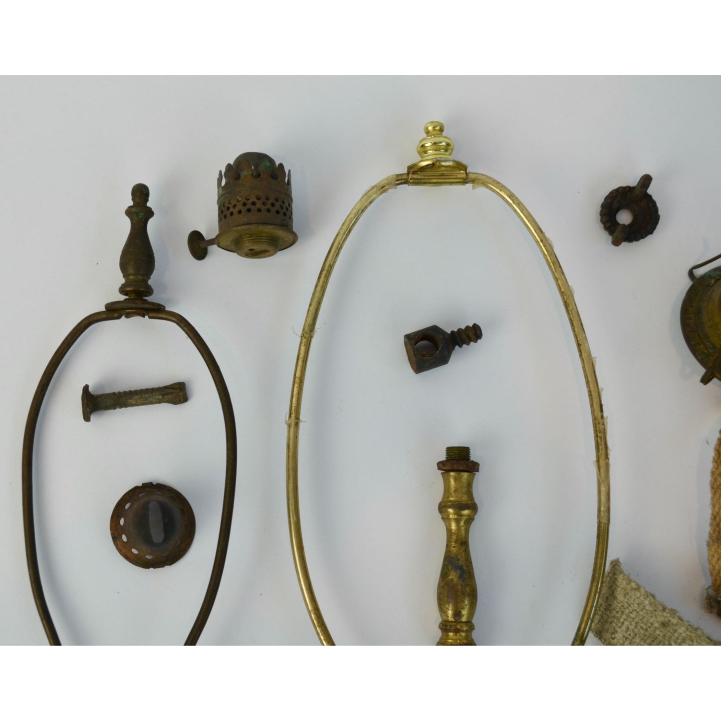 Lot Vintage Oil Lamp Parts Burners Wicks Harps Miscellaneous FOR PARTS OR REPAIR