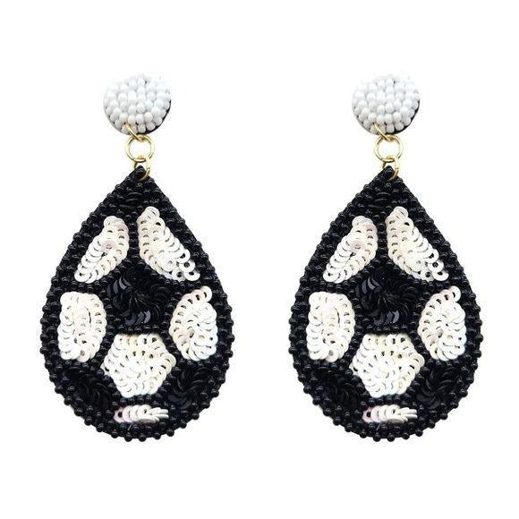 NEW Soccer Beaded Drop Earrings with Sequins