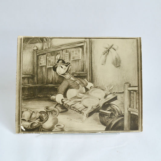 Disney Donald Duck "Soup's On" Vintage Black & White Print