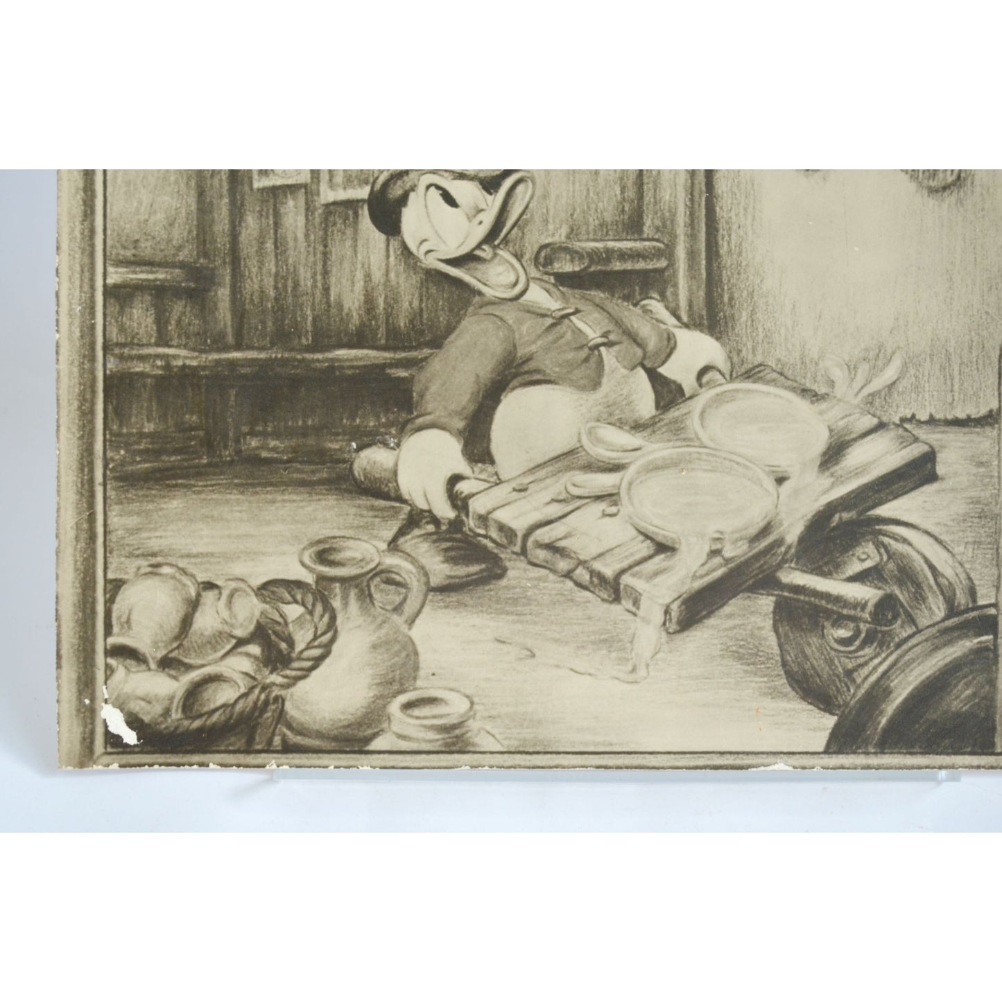 Disney Donald Duck "Soup's On" Vintage Black & White Print