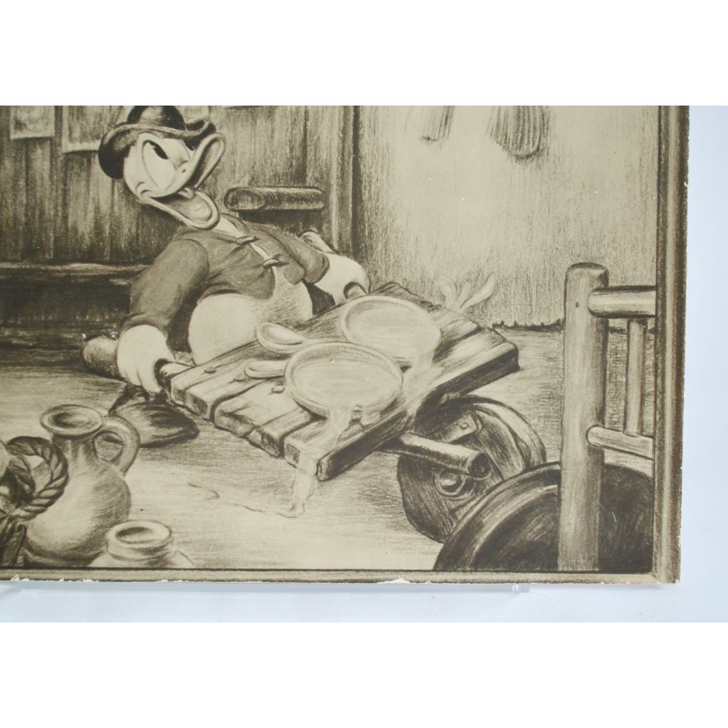 Disney Donald Duck "Soup's On" Vintage Black & White Print