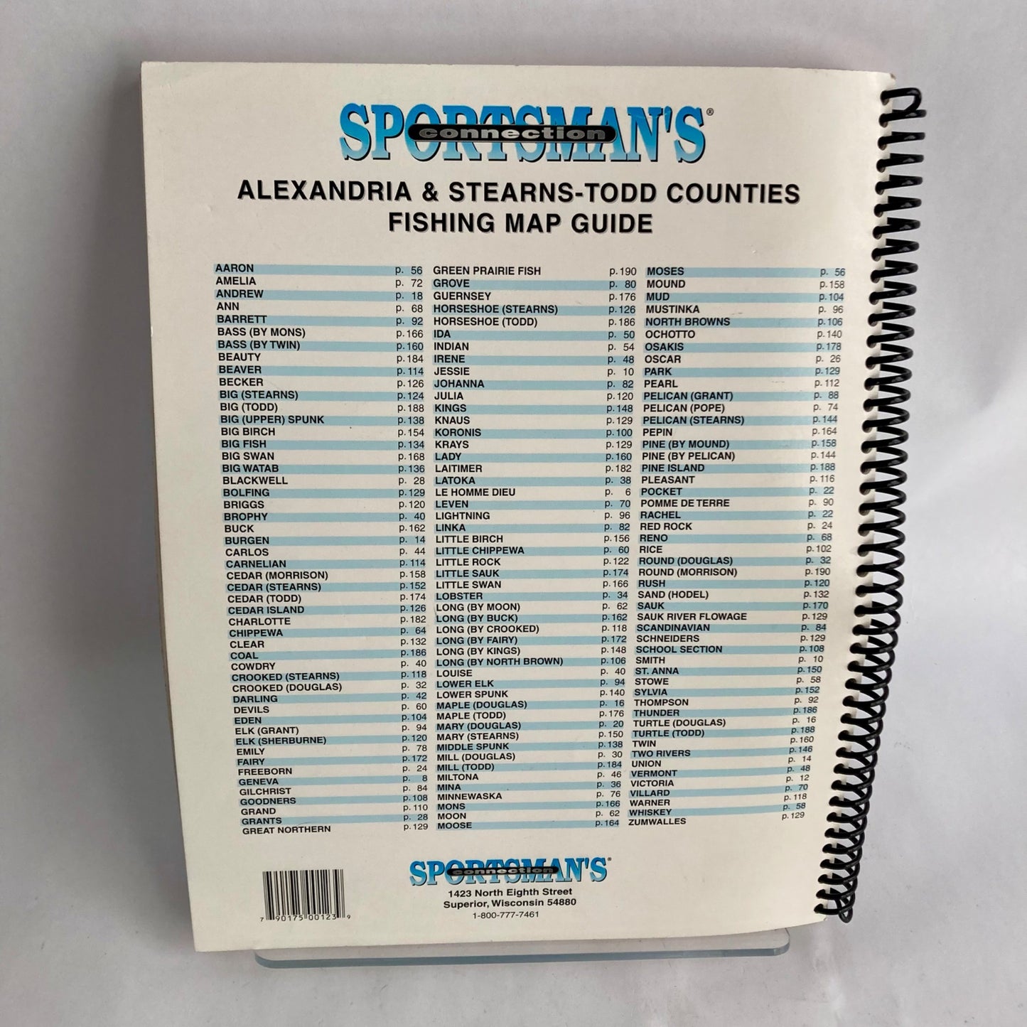 Sportsman's Connection Alexandria Area & Stearns-Todd Fishing Map Guide Book MN