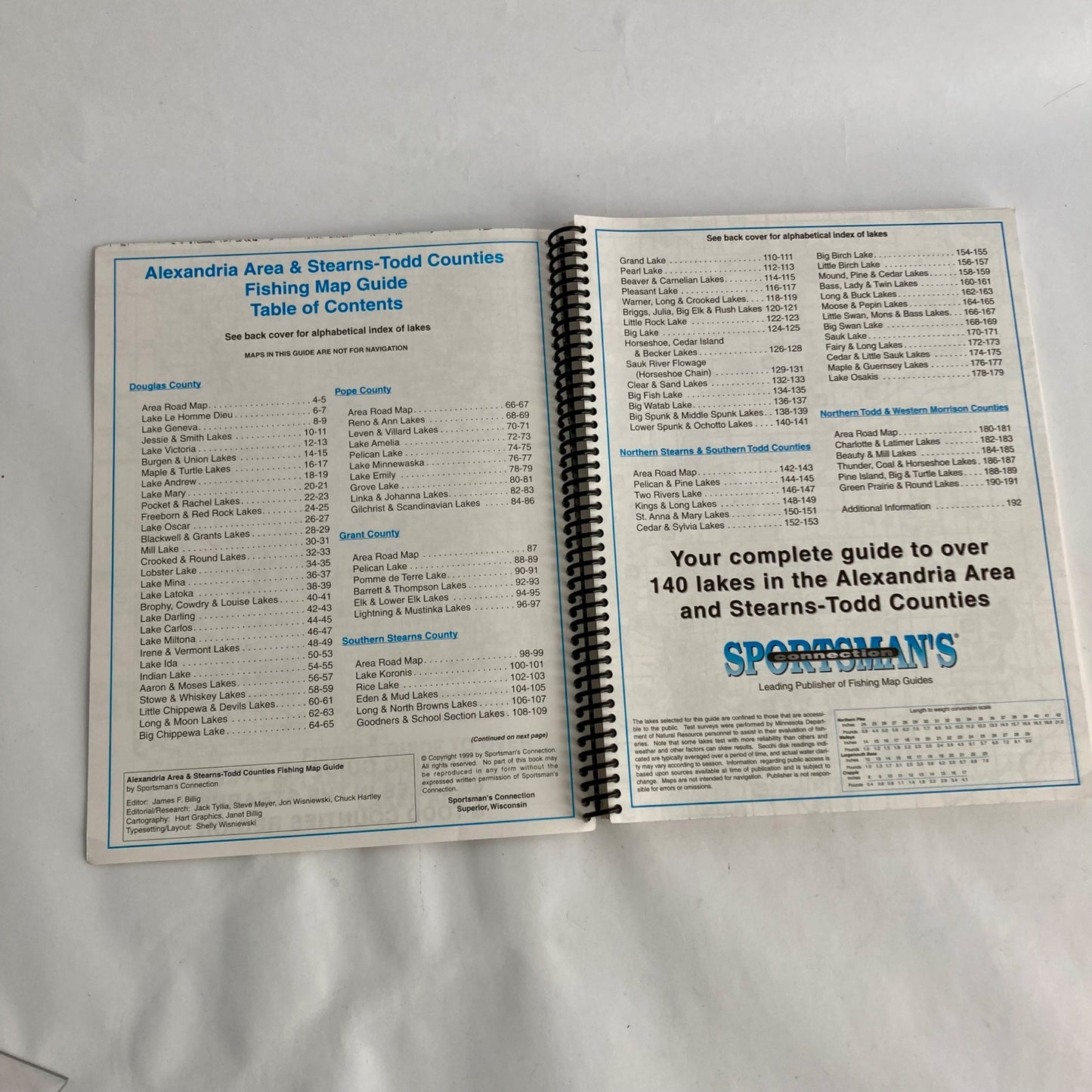 Sportsman's Connection Alexandria Area & Stearns-Todd Fishing Map Guide Book MN