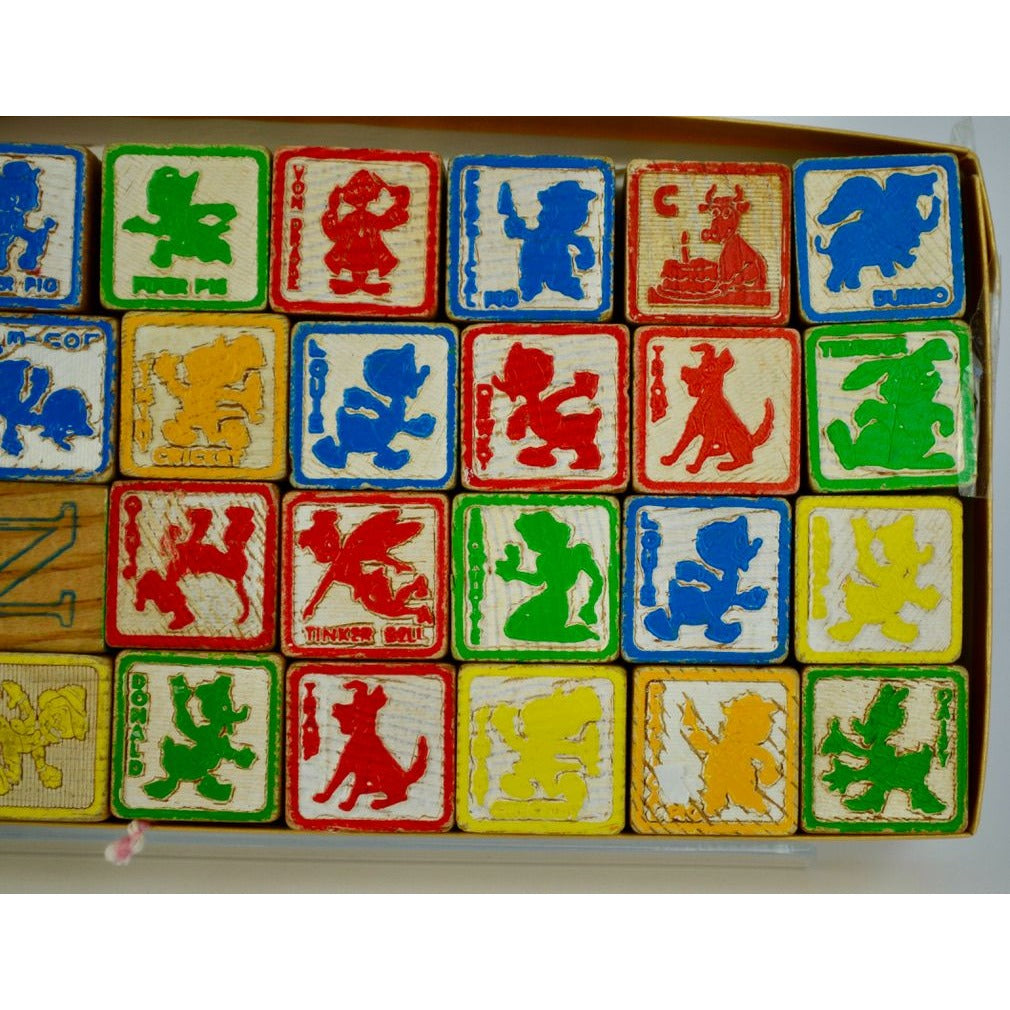 Vintage 1940s Disney Wooden Blocks Set of 28