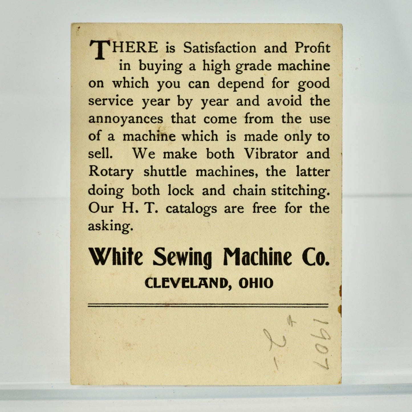 1907 White Sewing Machines Locust Victorian Trading Card Antique