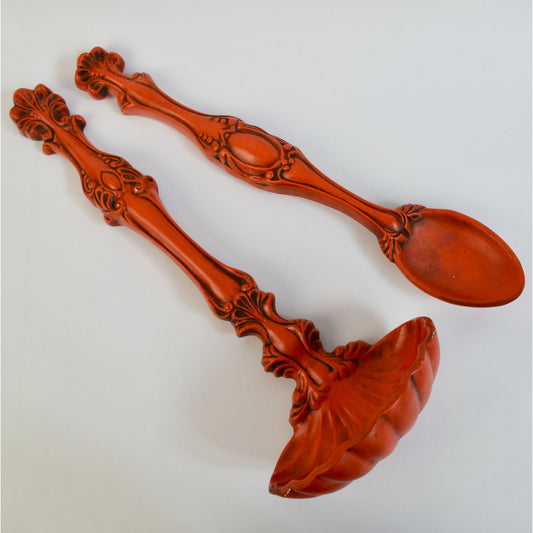 Vintage Large Spoon Ladle Ceramic Wall Hanging Decor Orange