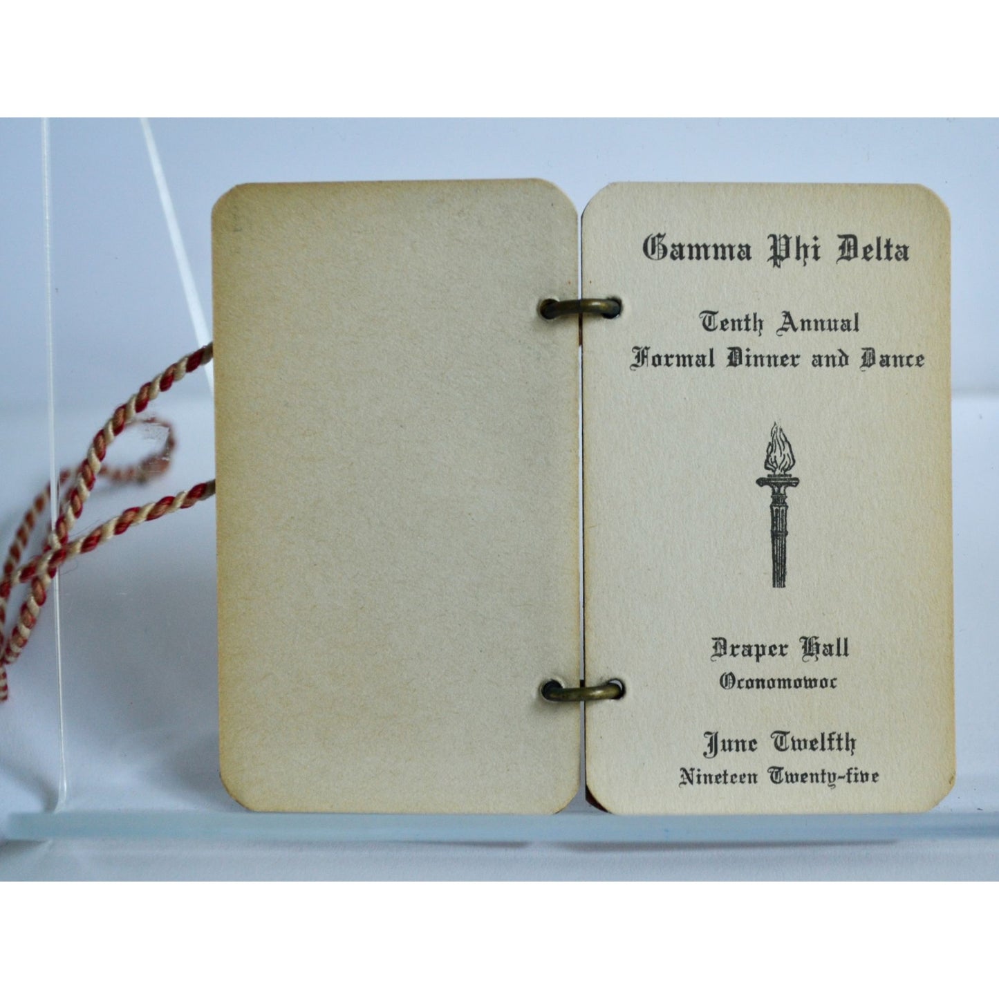 Antique 1925 Gamma Phi Delta Dance Card 10th Annual Draper Hall Oconomowoc Wisconsin