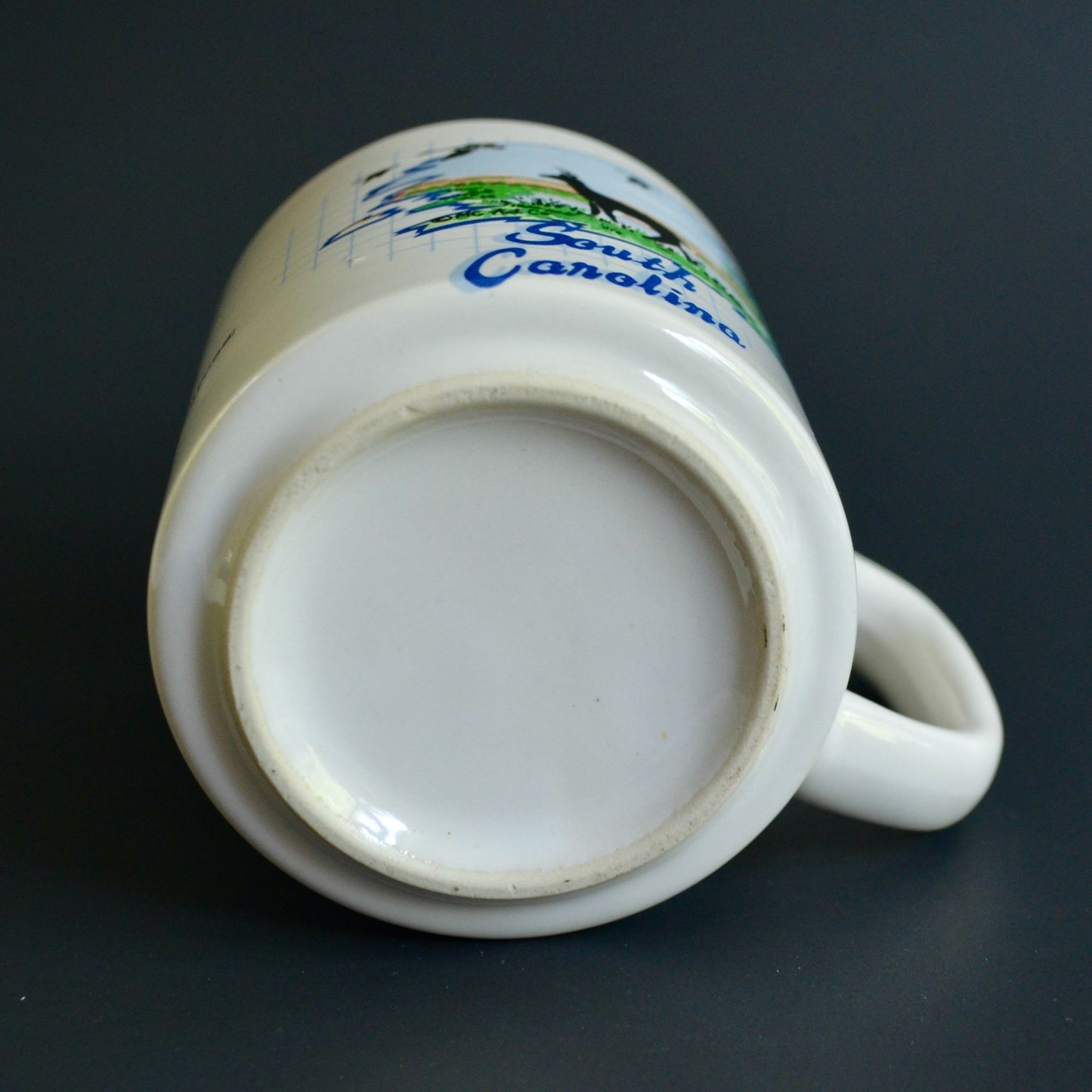 South Carolina Vintage 90s Coffee Mug White Blue Interior Ceramic