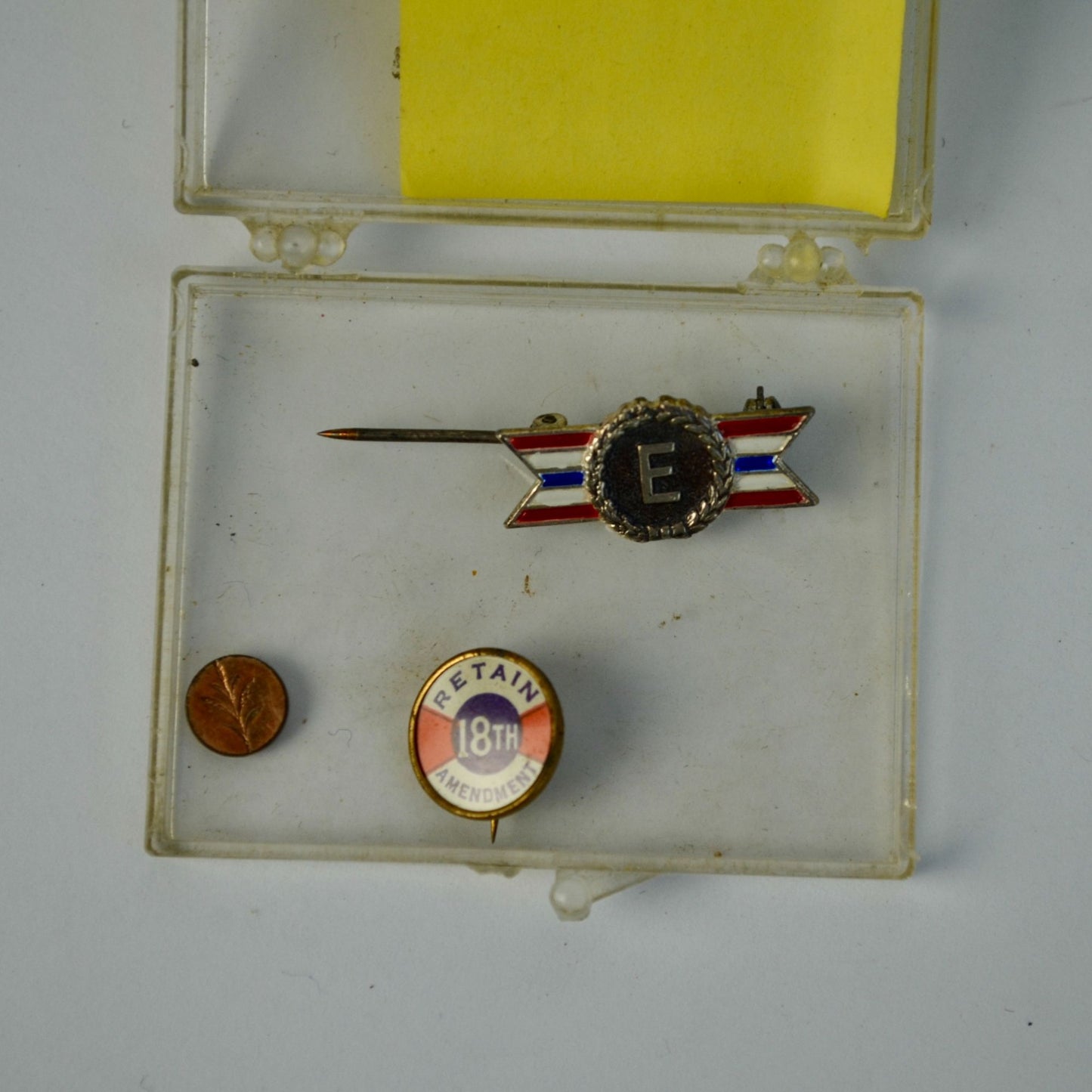 Lot 2 Vintage Pins - Retain 18th Amendment & Army Navy "E" Production Award