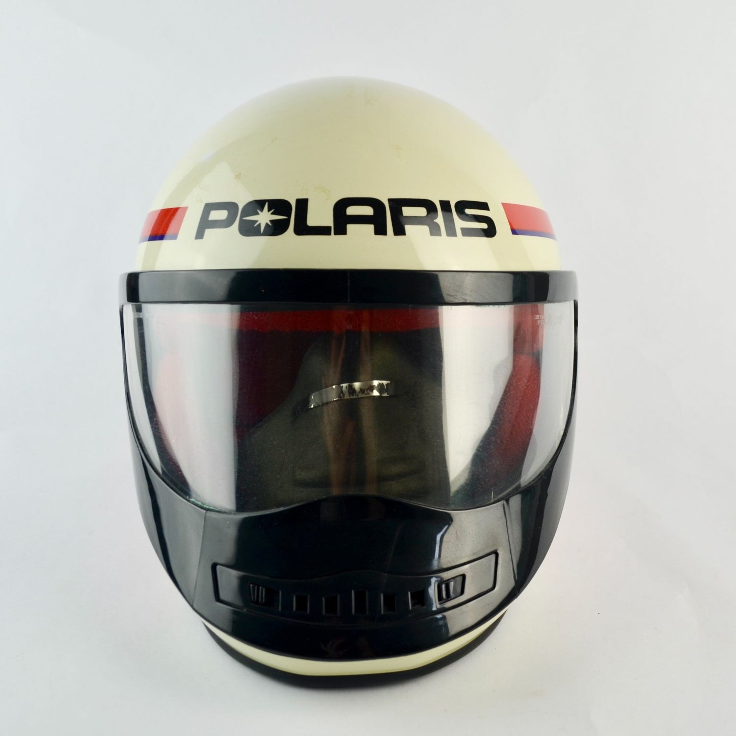 Vintage Polaris Indy Snowmobile Helmet Full-Face White Red Purple