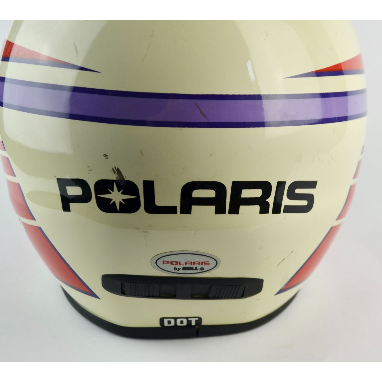 Vintage Polaris Indy Snowmobile Helmet Full-Face White Red Purple