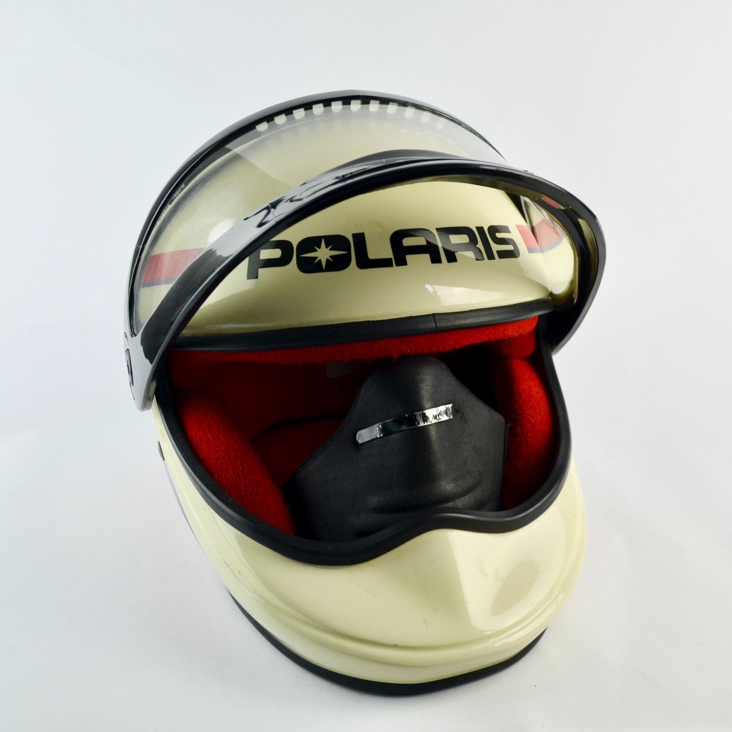 Vintage Polaris Indy Snowmobile Helmet Full-Face White Red Purple