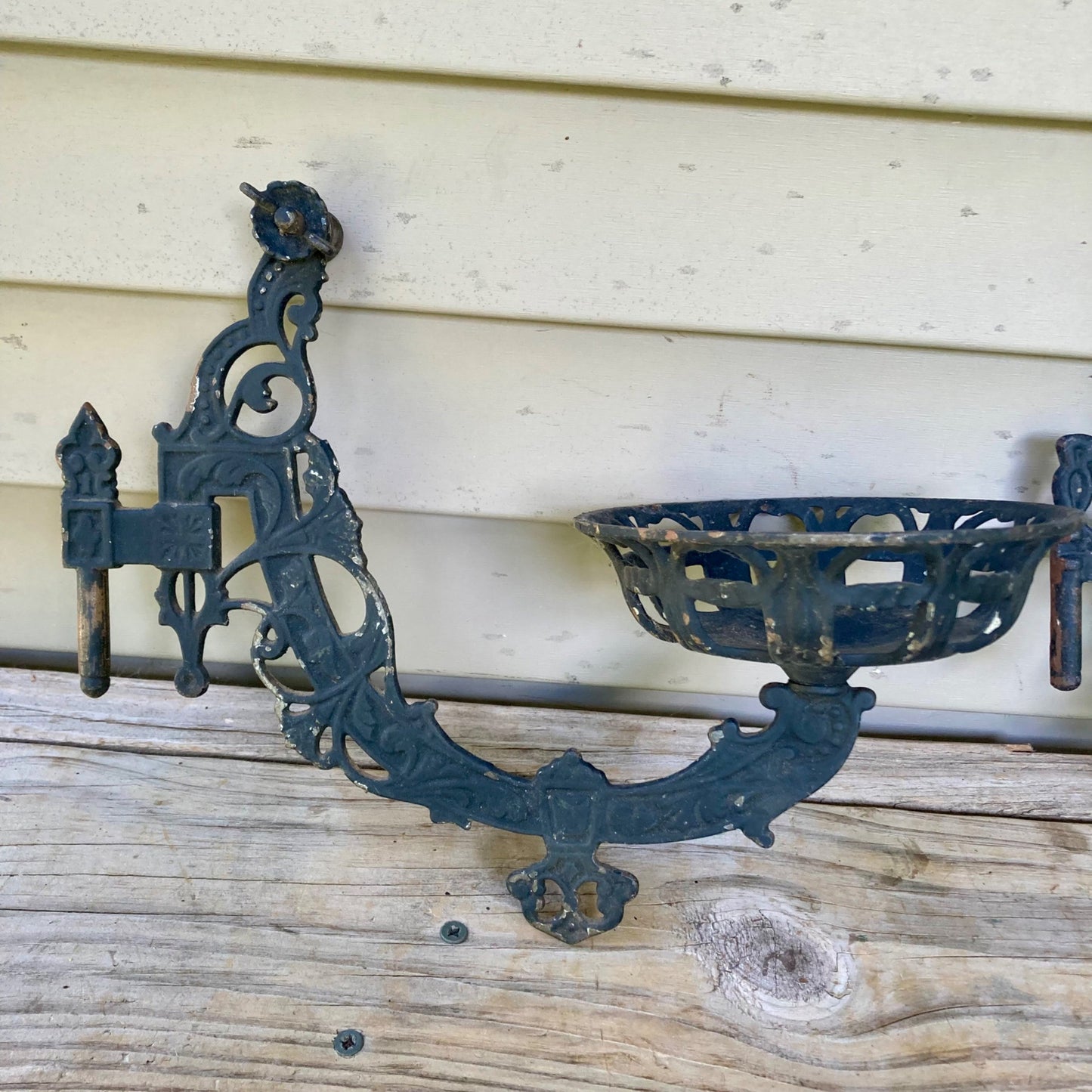 Lot 2 Black Cast Iron Oil Lamp Wall Sconce Swing Arm Vintage Antique
