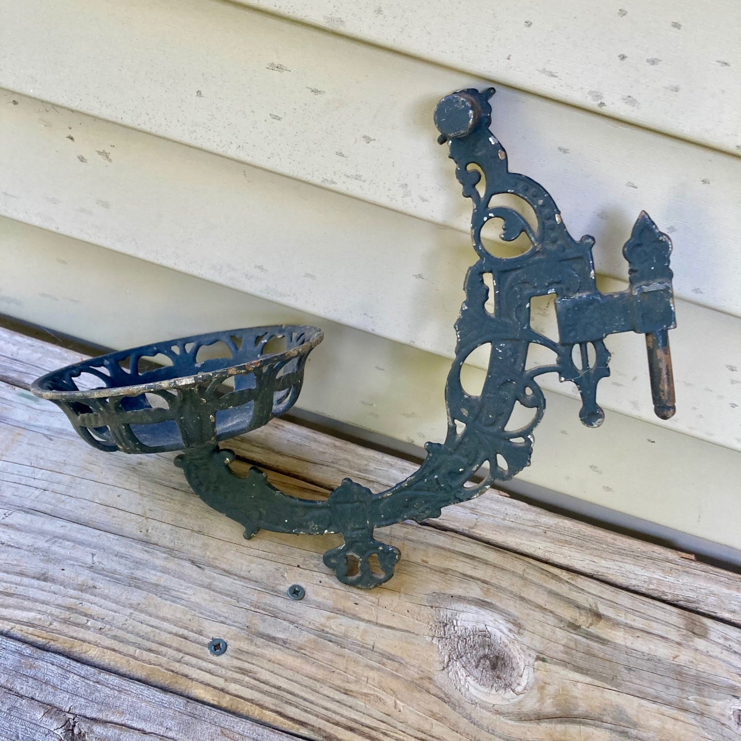 Lot 2 Black Cast Iron Oil Lamp Wall Sconce Swing Arm Vintage Antique
