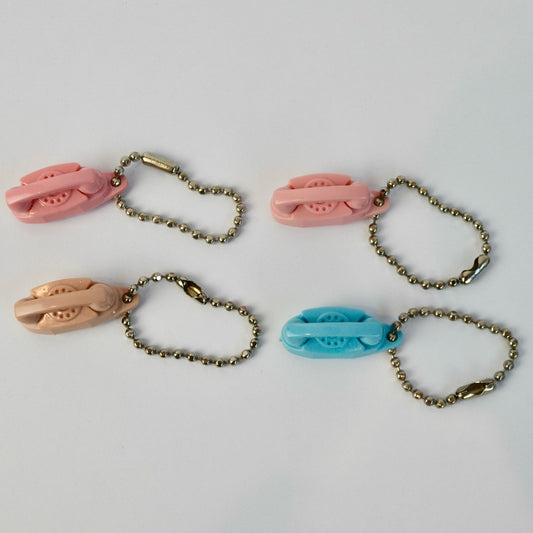 Vintage Princess Phone Keychains Lot of 4 Pink Cream Blue