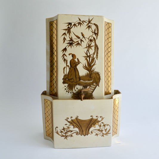 Charleton Porcelain Lavatory Wall Water Tank & Basin Ivory & Gold