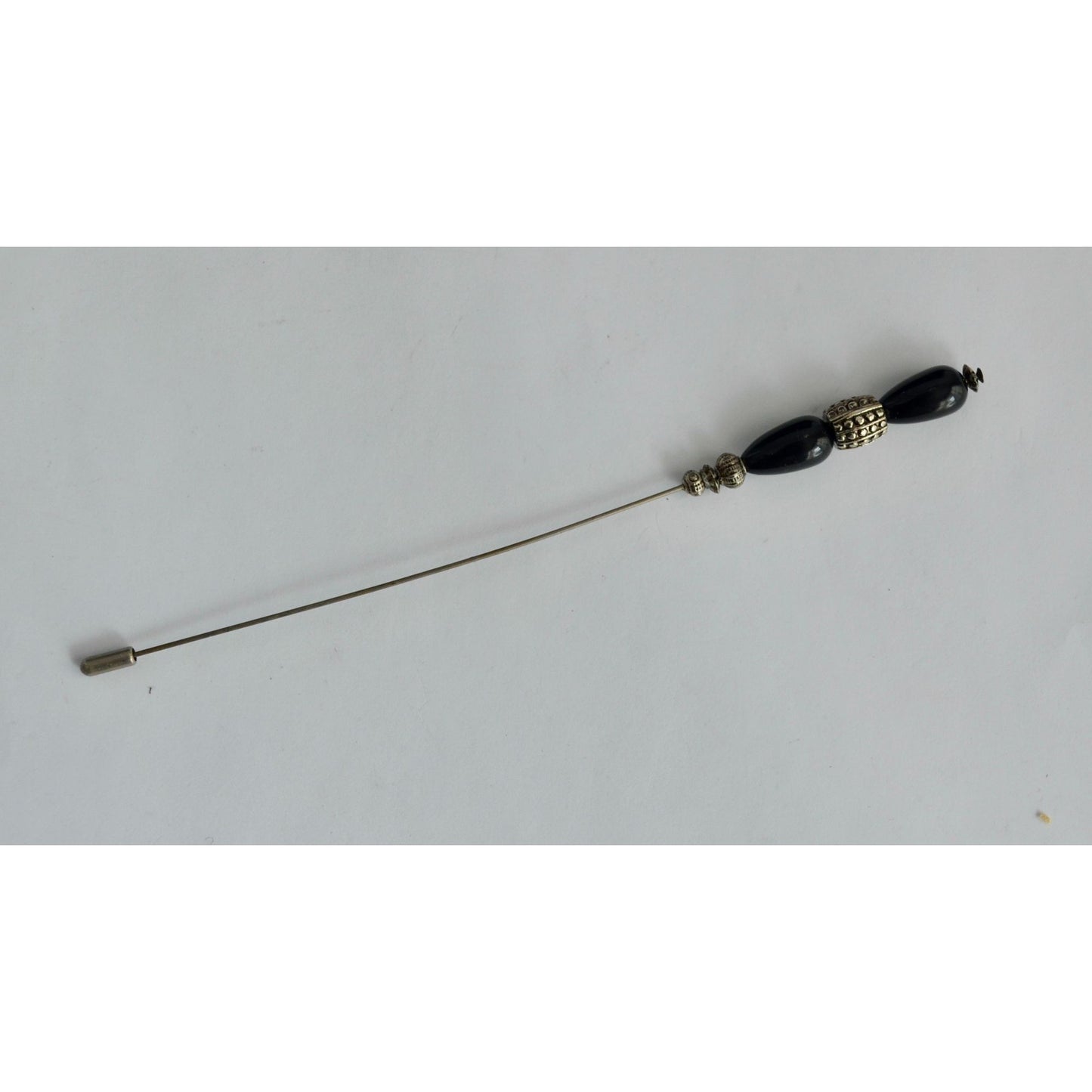 Vintage Black & Silver Hat Pin 7"
