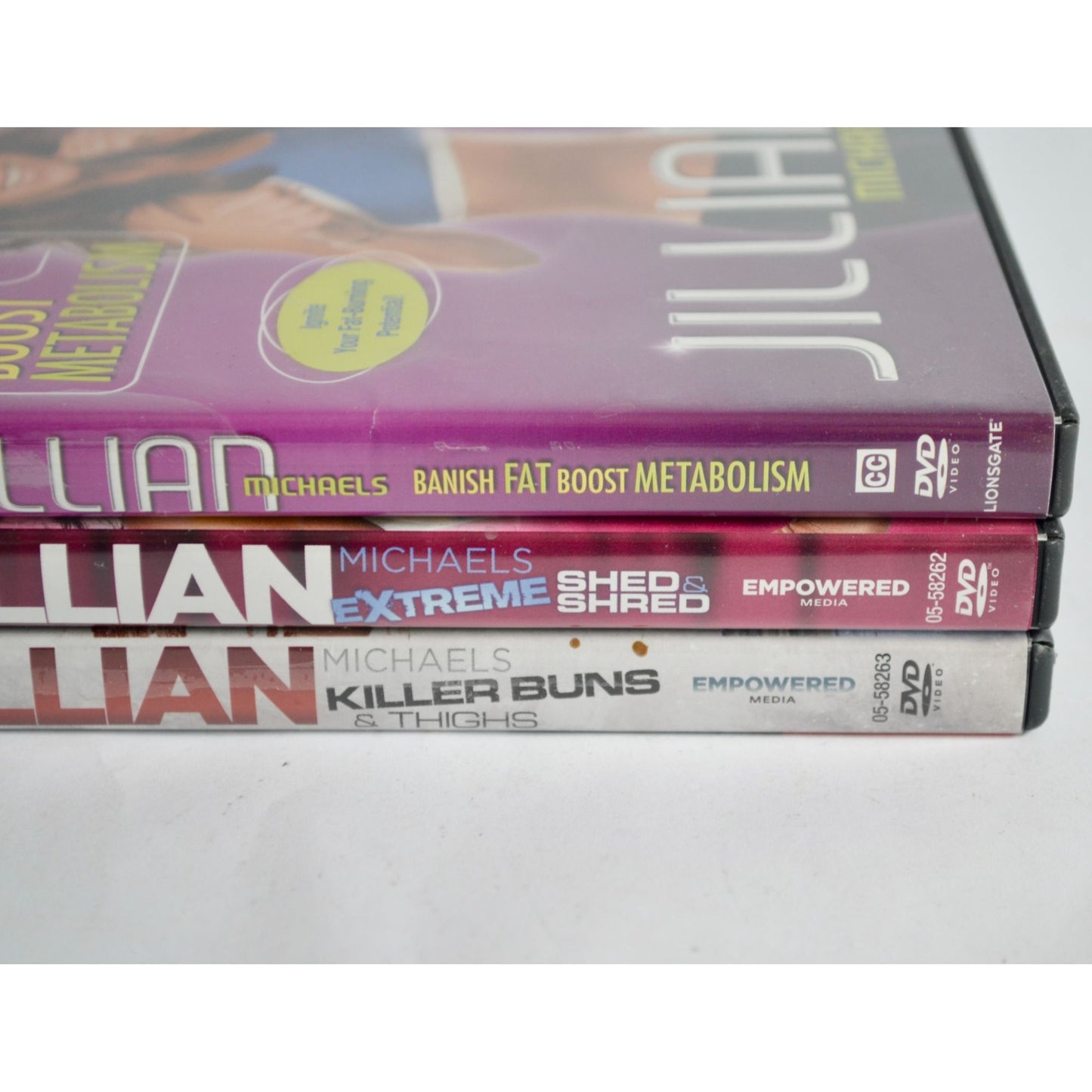 Jillian Michaels DVDs Lot of 3 Extreme Shred Killer Buns Thighs Banish Fat Boost Metabolism