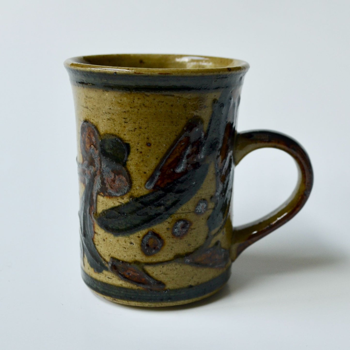 Vintage Brown Textured Pottery Ceramic Coffee Mug