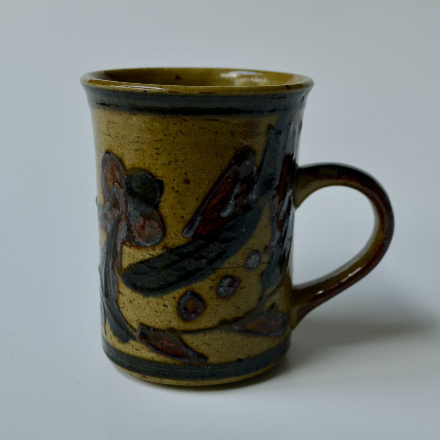 Vintage Brown Textured Pottery Ceramic Coffee Mug