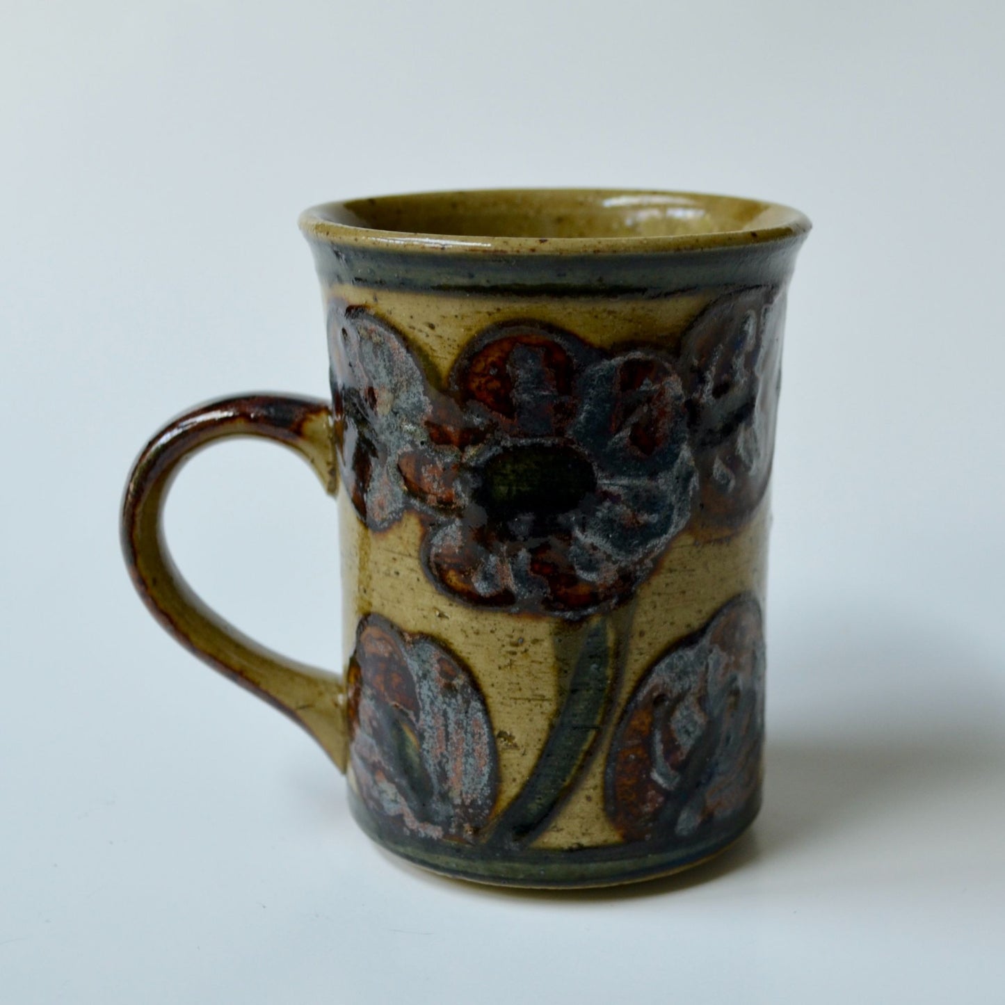 Vintage Brown Textured Pottery Ceramic Coffee Mug