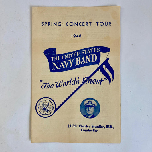 Vintage 1948 United States Navy Band Spring Concert Tour Program USN