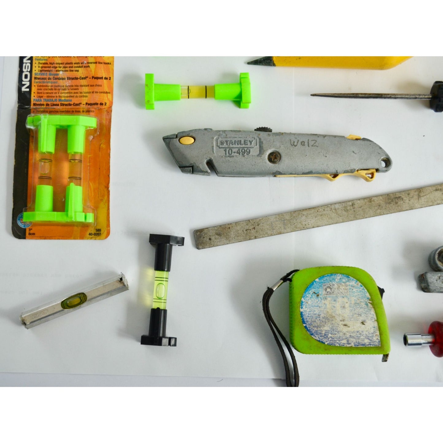Used Tool Lot- Stanley Utility Knife Plumb Bob Tubing Cutter Line Levels
