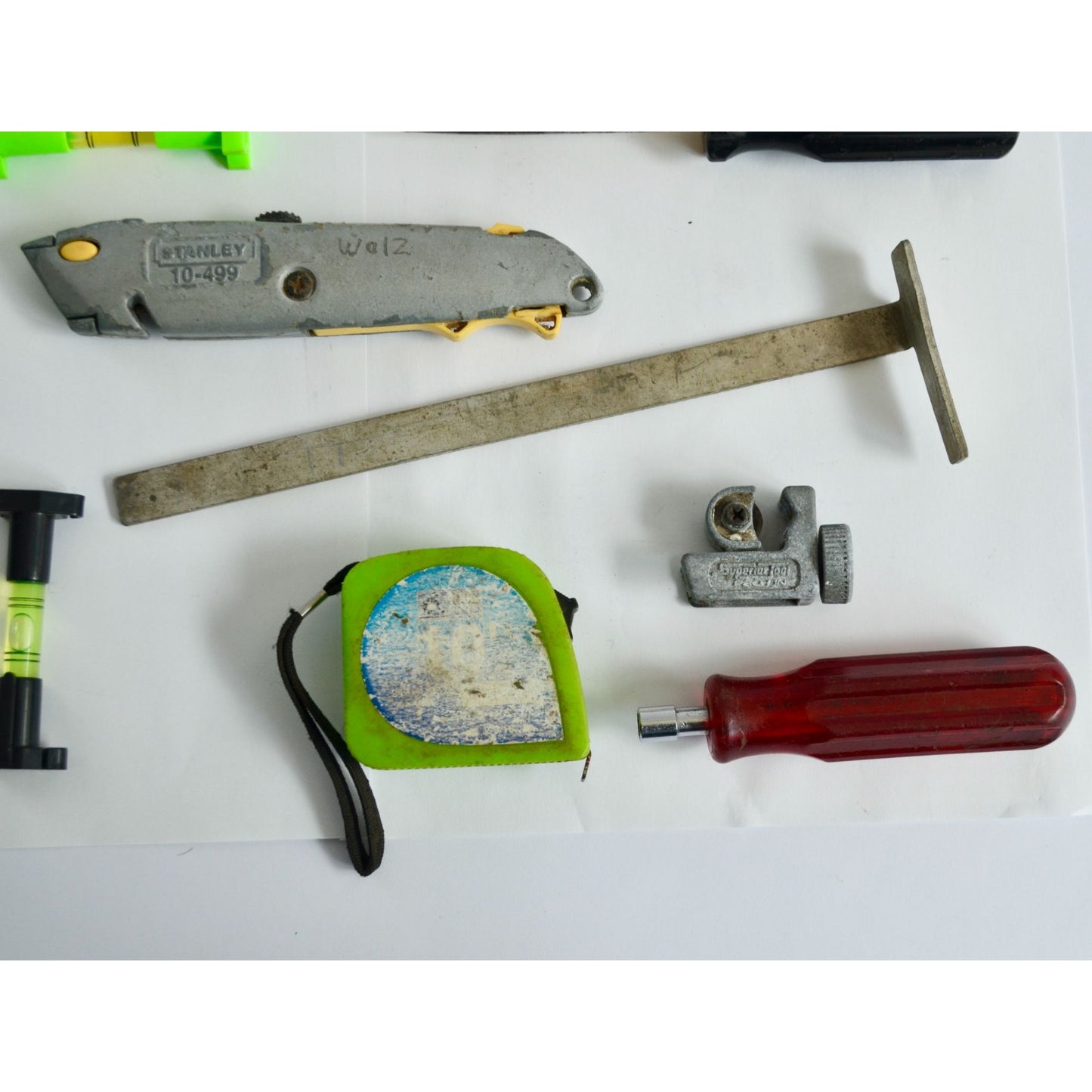 Used Tool Lot- Stanley Utility Knife Plumb Bob Tubing Cutter Line Levels