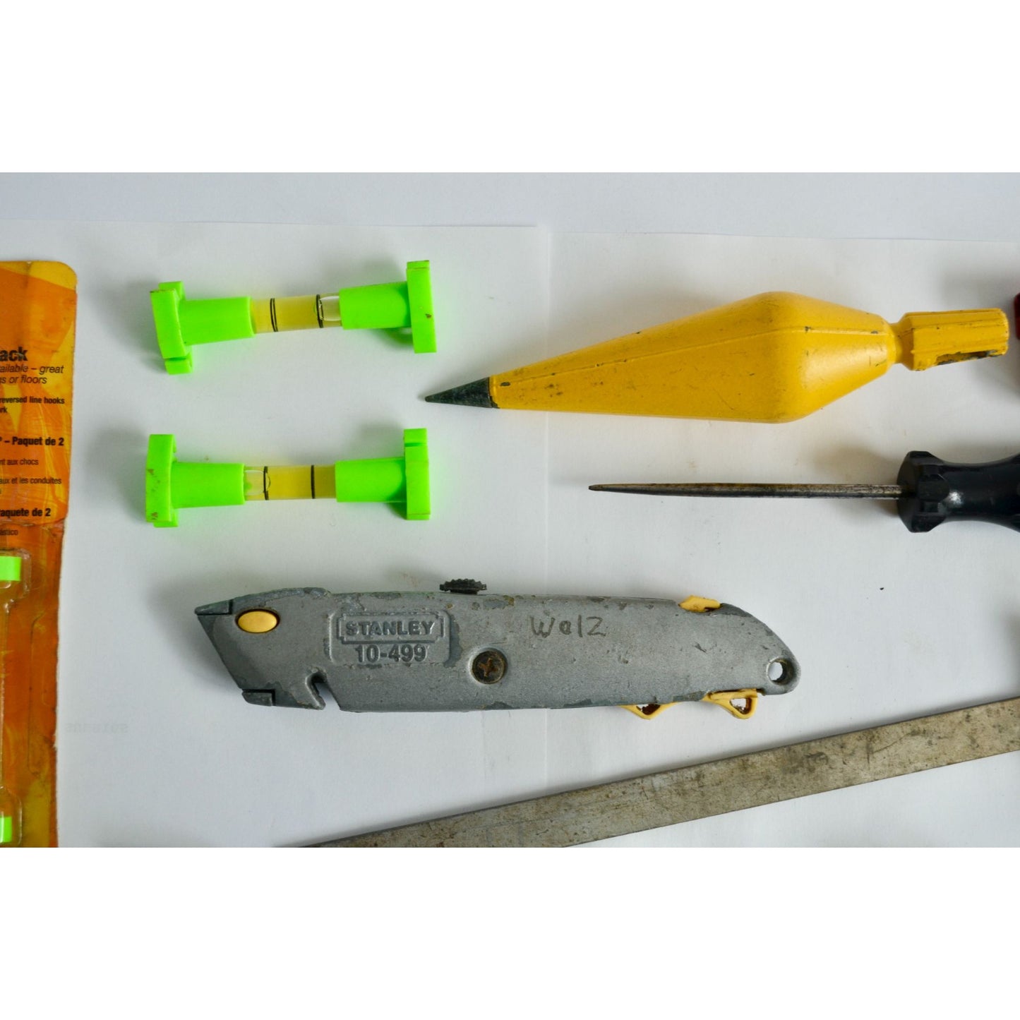 Used Tool Lot- Stanley Utility Knife Plumb Bob Tubing Cutter Line Levels