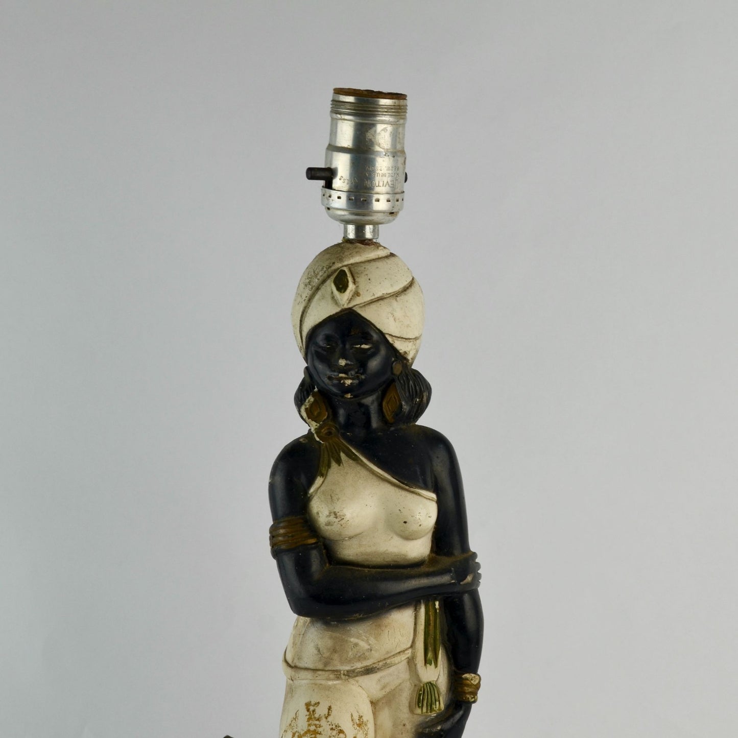 Vintage | Blackamoore Nubian Genie Turban Chalkware Lamp