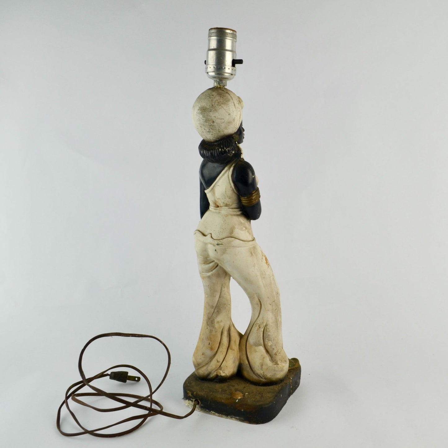 Vintage | Blackamoore Nubian Genie Turban Chalkware Lamp