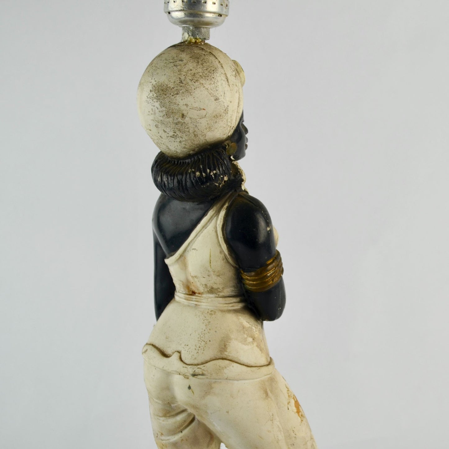 Vintage | Blackamoore Nubian Genie Turban Chalkware Lamp