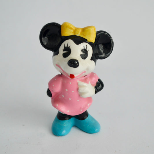 Vintage Disney Japan Minnie Mouse Figurine Ceramic Pink Shirt