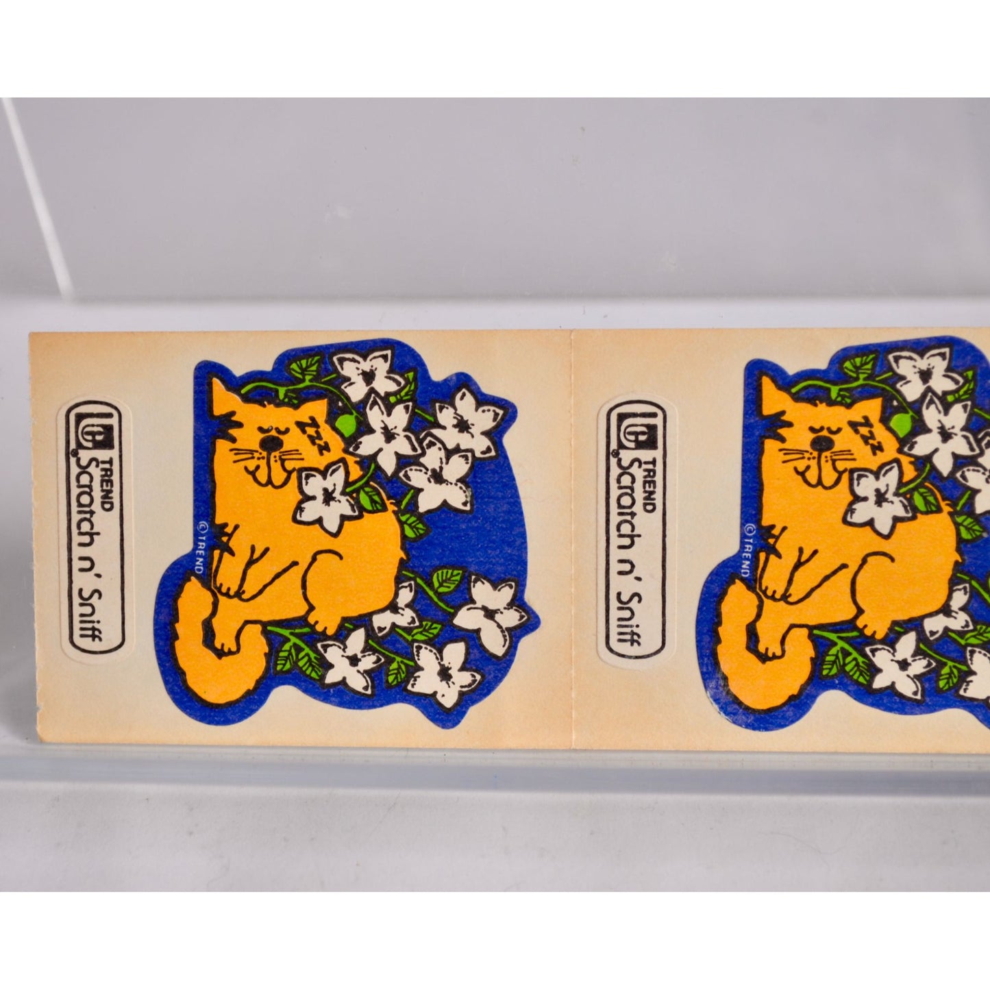 Trend Scratch Sniff Cat Flowers Mod 1980s Stickers Pair of 2