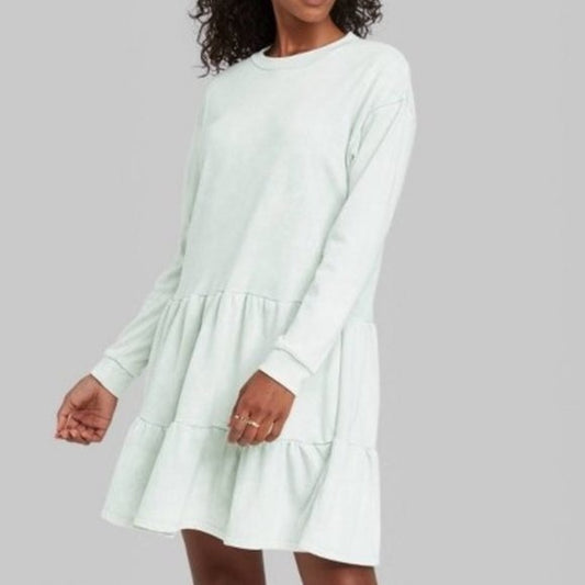 Wild Fable Mineral Wash Long Sleeve Sweatshirt Dress New