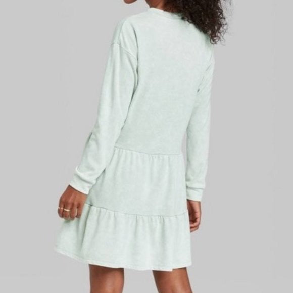 Wild Fable Mineral Wash Long Sleeve Sweatshirt Dress New