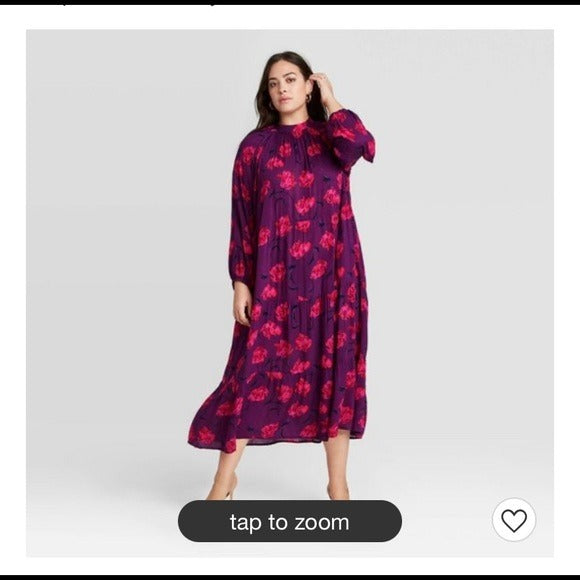 A New Day Purple Floral Dress New Medium